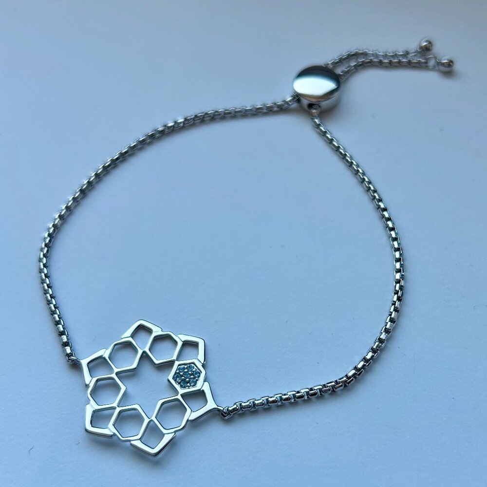 Sterling Silver with Diamonds Slider Bracelet by Cerimani